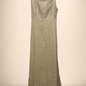 Vintage Scarlett Linen Blend Maxi - Sz 4 - EUC Empire Wait Crochet Style Top